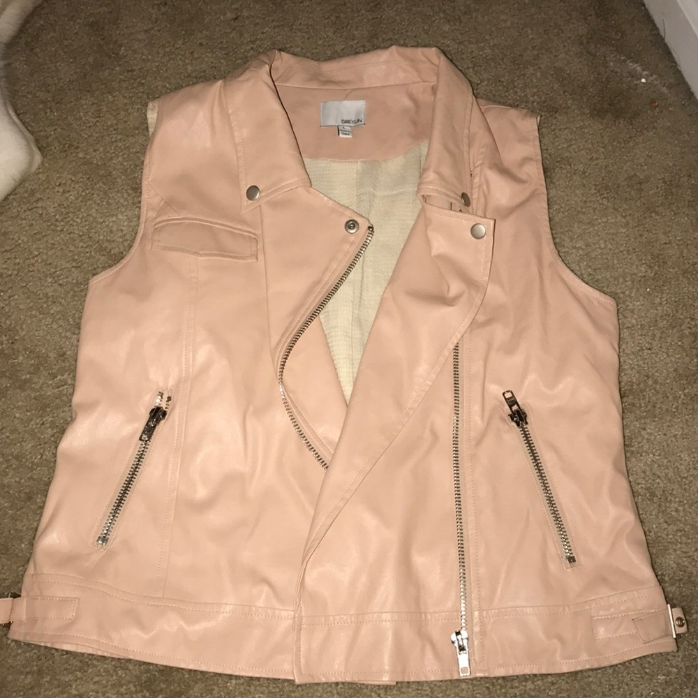 Pink faux leather vest